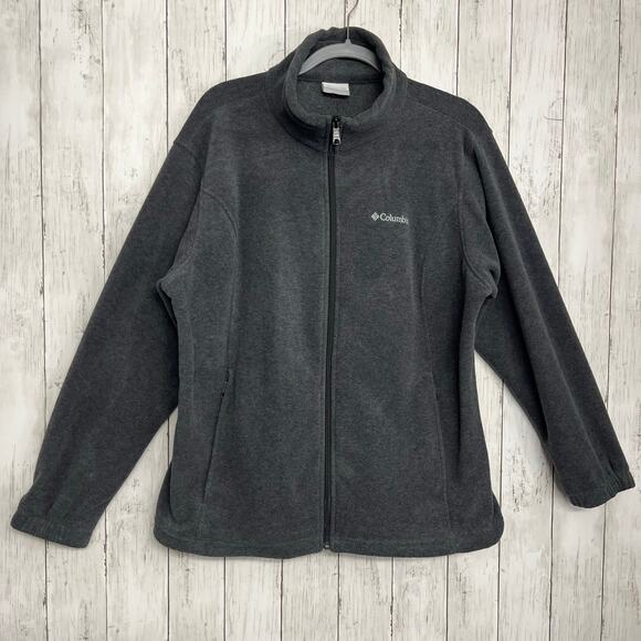 Columbia Benton Springs Dark Gray Full Zip Lightweight Outdoor Fleece Jacket 1X - Picture 1 of 9